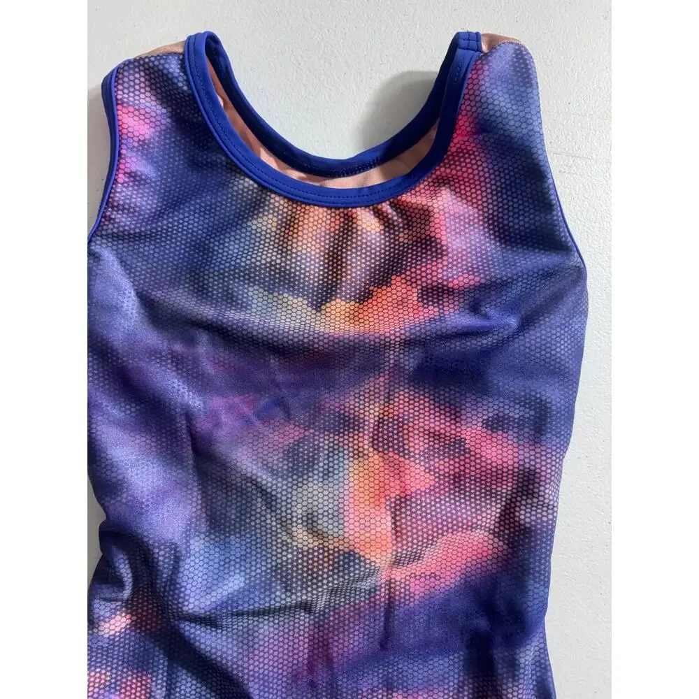 Destira Purple Open Racer back leotard size child small